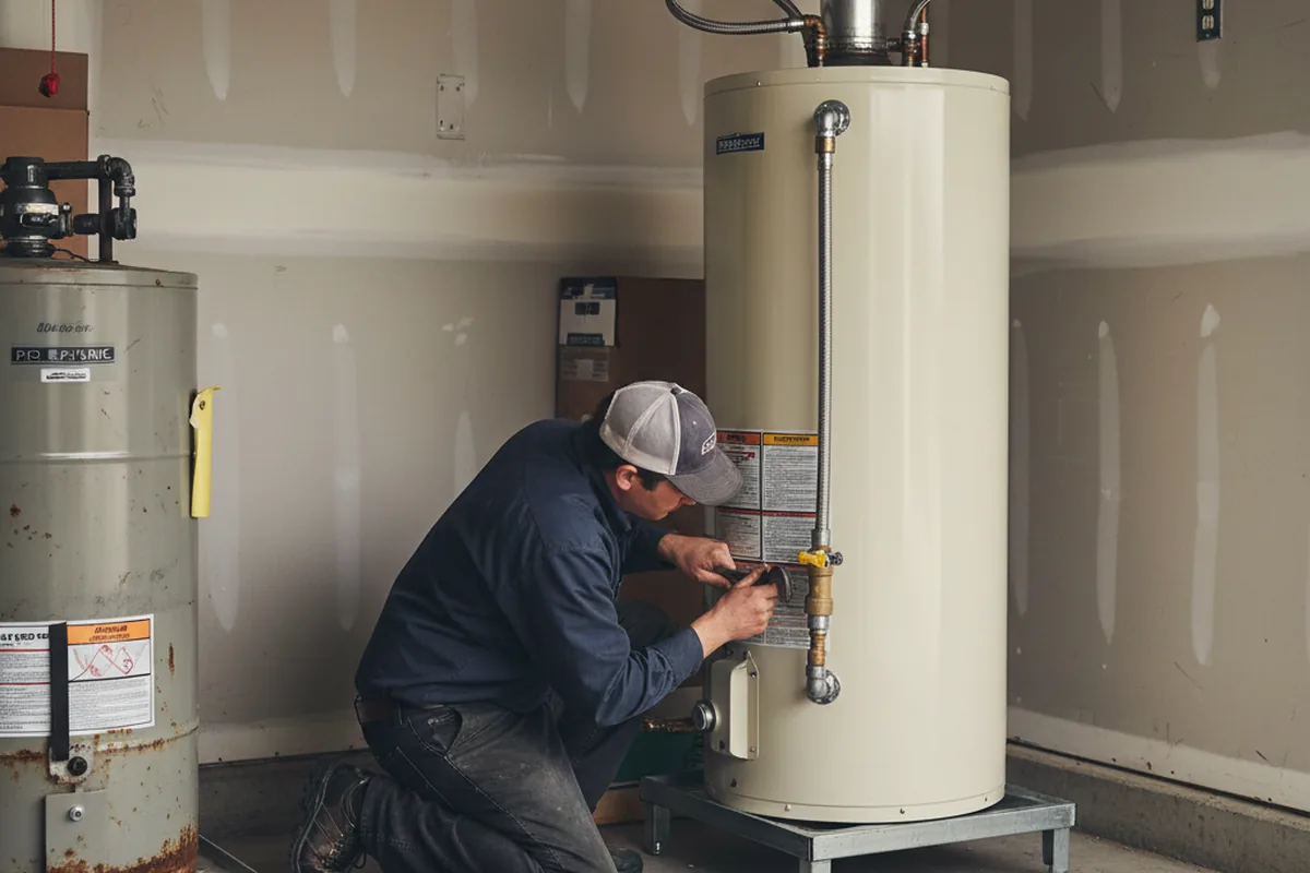 Water heater and shutoff valve replacement in Arab