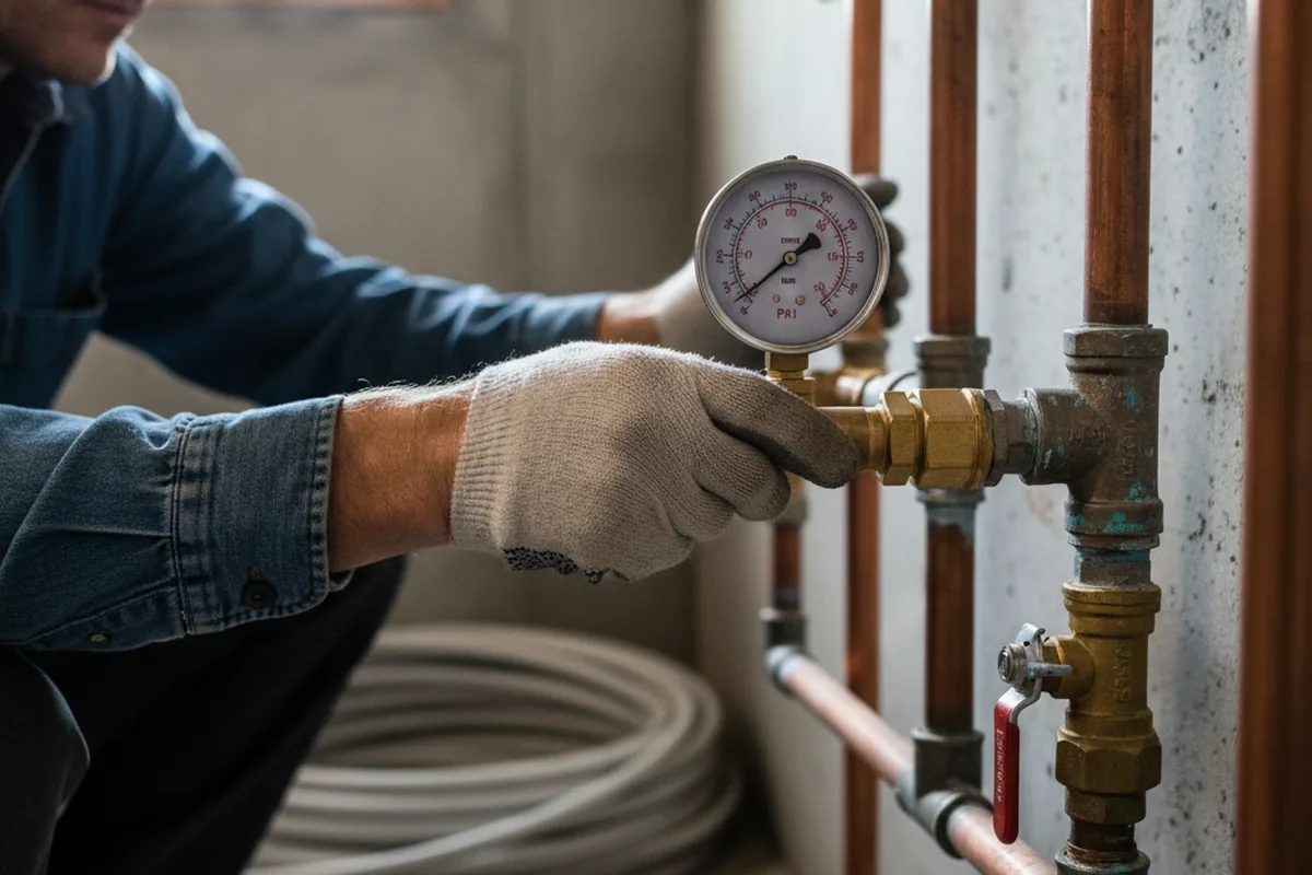 Pressure testing a repaired line during Water Line Repair in Arab